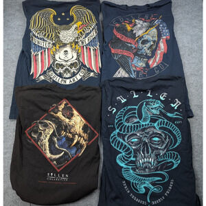 Sullen Shirts Mens Medium 4 Tees Tattoo Art Skull Americana Patriot Premium Trad